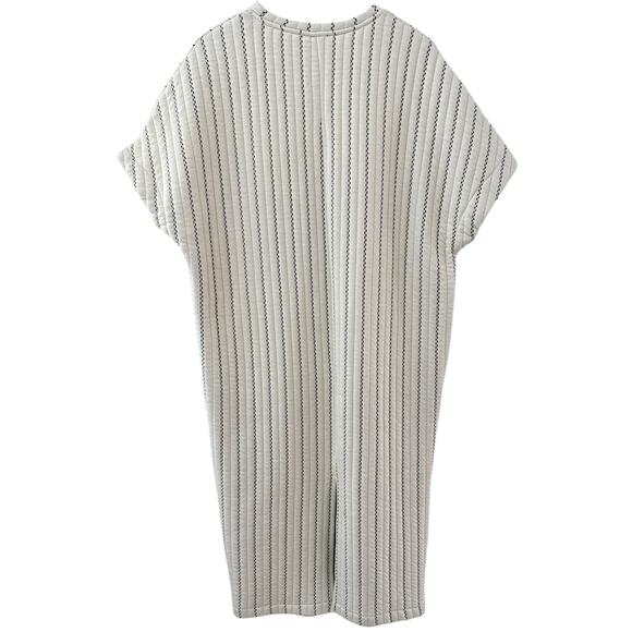 Zara Oversized Striped Quilted Midi Dress Cream & Black Weave Size Large - Picture 6 of 14
